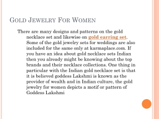 Gold Jewelry For Women