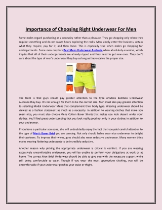 Importance of Choosing Right Underwear For Men