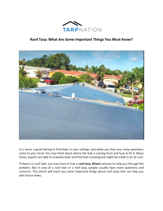 Roof Tarp: What Are Some Important Things You Must Know?