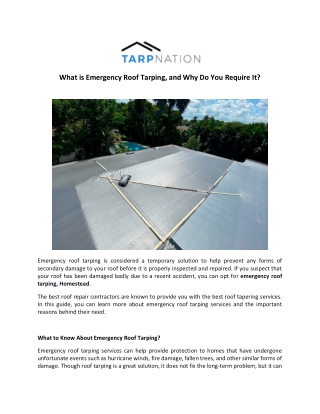 What is Emergency Roof Tarping, and Why Do You Require It?