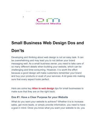 Small Business Web Design Dos and Don’ts