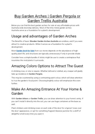Buy Garden Arches | Garden Pergola or Garden Trellis Australia