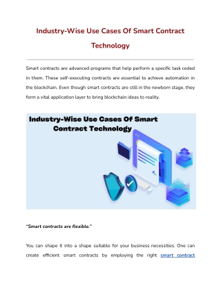 Industry-Wise Use Cases Of Smart Contract Technology