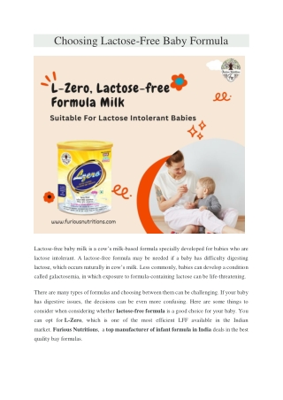 Choosing Lactose-Free Baby Formula