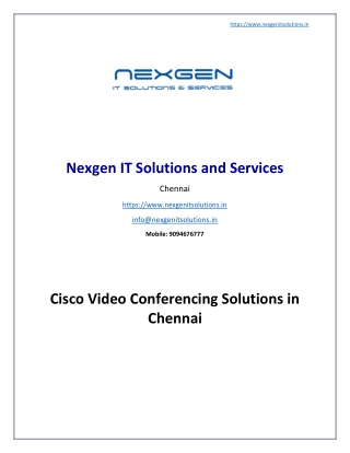 Cisco Video Conferencing Solutions in Chennai