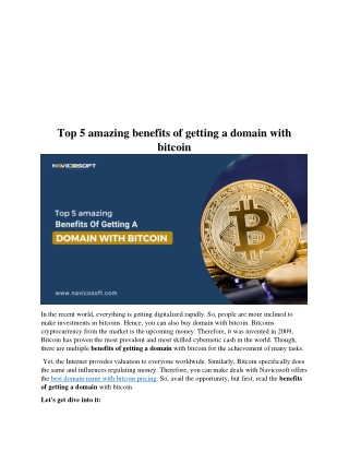 Top 5 amazing benefits of getting a domain with bitcoin