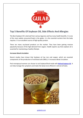 Top 5 Benefits Of Soybean Oil, Side Effects And Allergies