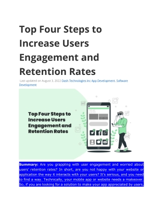 Top Four Steps to Increase Users Engagement and Retention Rates