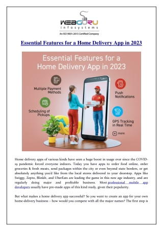 Essential Features for a Home Delivery App in 2023