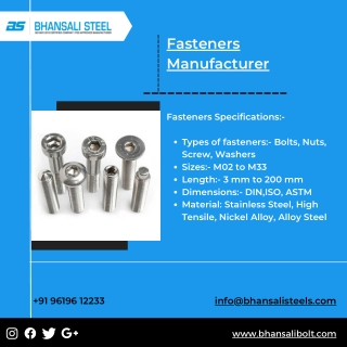 Bhansali Fasteners is a leading manufacturer of high-quality fasteners in India.