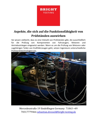 Aspekte, die sich auf die Funktionsfähigkeit von Prüfständen auswirken