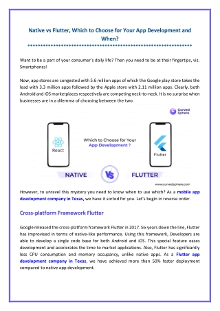 React Native vs Flutter: Which One to Choose For Your App Development?