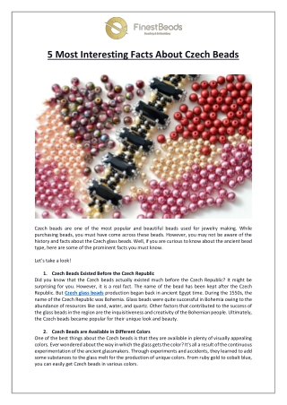 5 Most Interesting Facts About Czech Beads