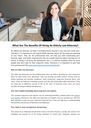 What Are The Benefits Of Hiring An Elderly Law Attorney?