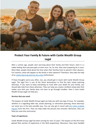 Protect Your Family & Future with Castle Wealth Group Legal