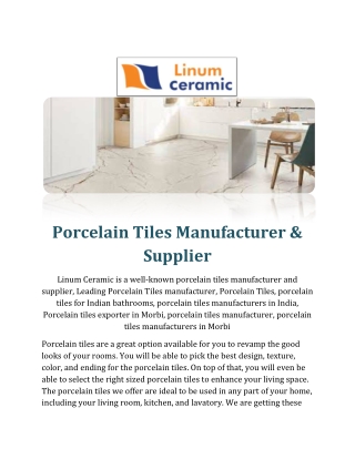 Porcelain  Manufacturer linum
