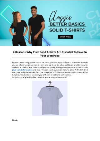 4 Reasons Why Plain Solid T-shirts Are Essential To Have In Your Wardrobe