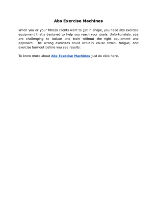 Abs Exercise Machines