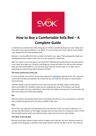How to Buy a Comfortable Sofa Bed – A Complete Guide