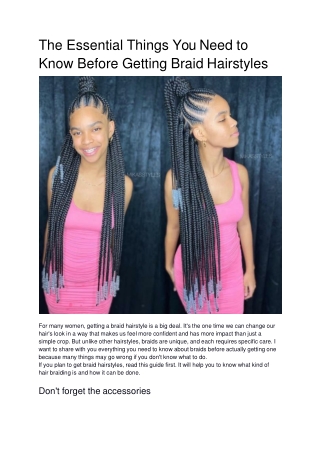 The Essential Things You Need to Know Before Getting Braid Hairstyles