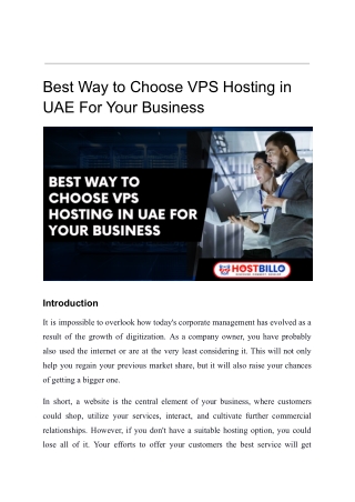 Best Way to Choose VPS Hosting in UAE For Your Business