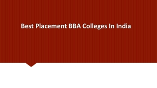 Best Placement BBA Colleges In India