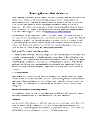 Choosing the best first aid course