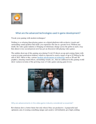 What are the advanced technologies used in game development pdf