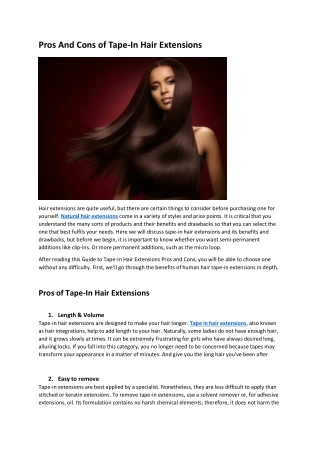 Pros And Cons of Tape-In Hair Extensions