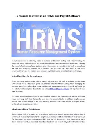 5 reasons to invest in an HRMS and Payroll Software