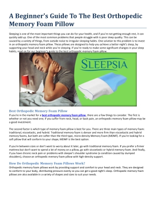 A Beginner's Guide To The Best Orthopedic Memory Foam Pillow