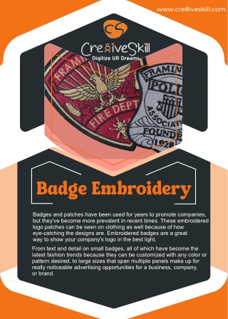 Badge Embroidery Digitizing Services | Cre8iveSkill