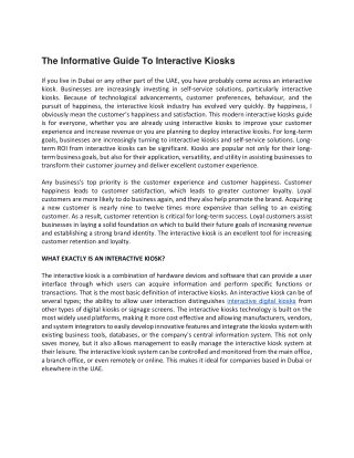 The Informative Guide To Interactive Kiosks