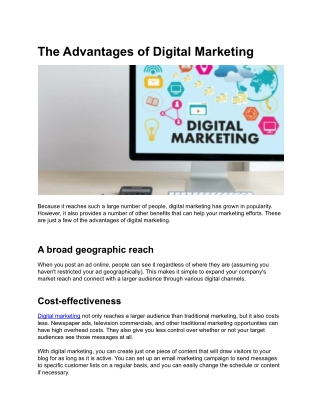 The Advantages of Digital Marketing