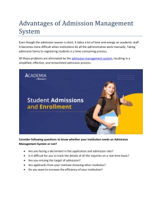 Advantages of Admission Management System