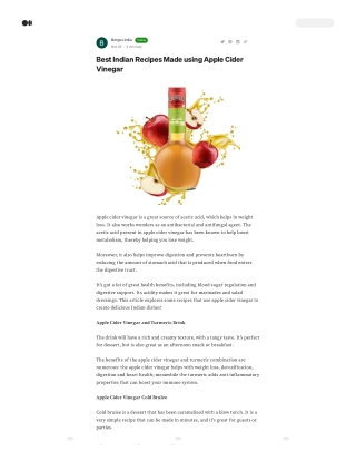 Best Indian Recipes Made using Apple Cider Vinegar