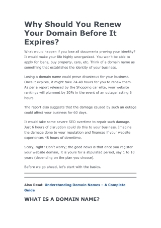 Why Should You Renew Your Domain Before It Expires