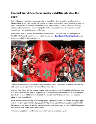 Football World Cup Qatar buzzing as MENA side steal the show