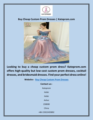 Buy Cheap Custom Prom Dresses | Kateprom.com