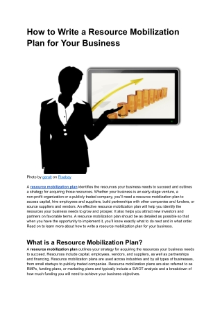 How to Write a Resource Mobilization Plan for Your Business