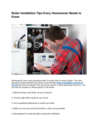 Boiler Installation Tips Every Homeowner Needs to Know