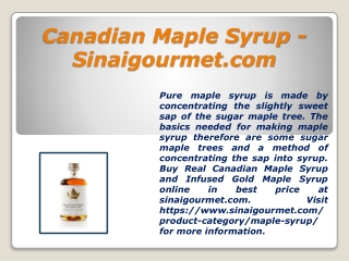 Canadian Maple Syrup - Sinaigourmet.com