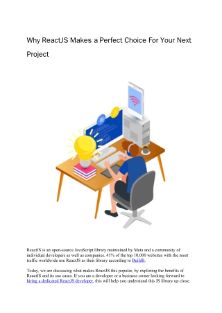 Why ReactJS Makes a Perfect Choice For Your Next Project