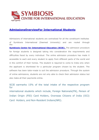 UG Admission for International Student