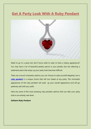 Get A Party Look With A Ruby Pendant