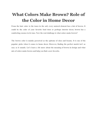 What Colors Make Brown? Role of the Color in Home Decor