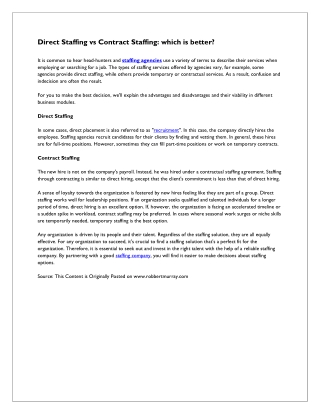 RM Blog - Direct Staffing vs Contract Staffing which is better
