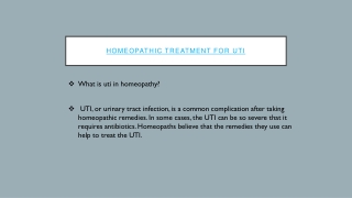Homeopathic Treatment for Uti