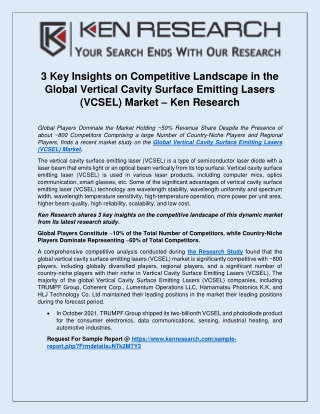 Global Vertical Cavity Surface Emitting Lasers (VCSEL) Market Industry