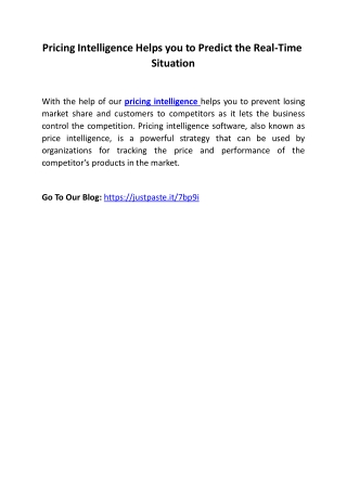 Pricing Intelligence Helps you to Predict the Real-Time Situation